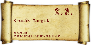 Kresák Margit névjegykártya