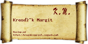 Kresák Margit névjegykártya